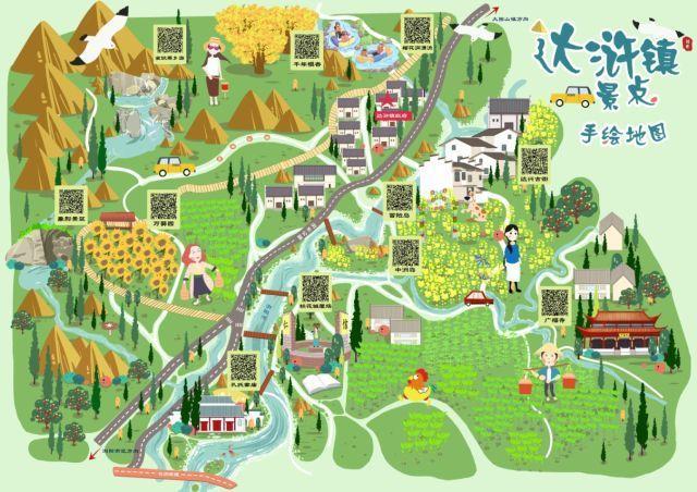 鼎点注册精心打造《达浒镇景点手绘地图》  