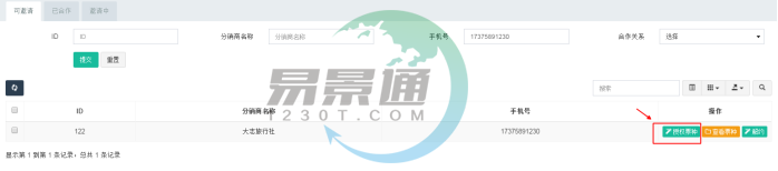 鼎点注册景区分销系统：分销商管理列表
