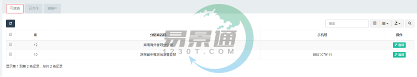鼎点注册景区分销系统：分销商管理列表